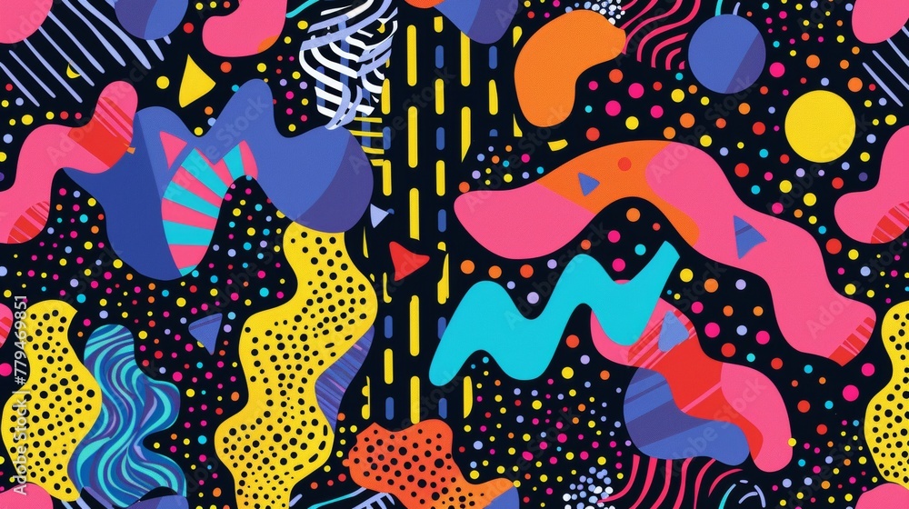 A trippy Memphis-style pattern as a background  AI generated illustration