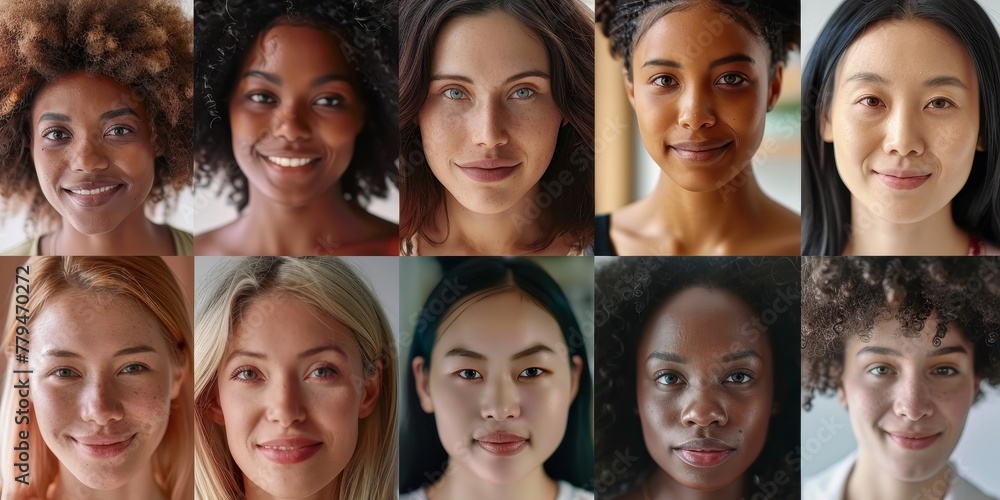 Obraz premium A group of women with different hair colors