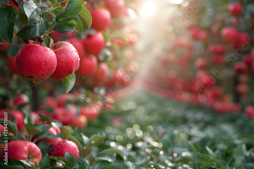 Field Filled With Vibrant Red Apples