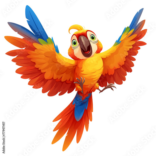 cartoon parrot looking isolated on white