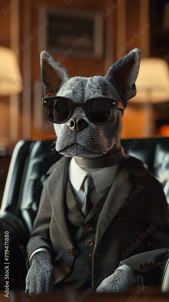 A well-dressed anthropomorphic pooch posing in k resolution  AI generated illustration