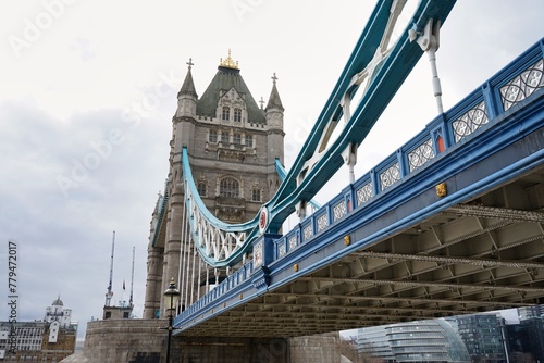 Artistic portrait of the famous Tower Bridge in the City of London, United Kingdom  
