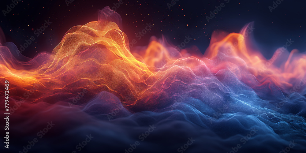 Sound wave illustration with 3d hologram