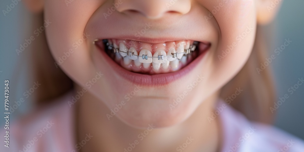 concept of a beautiful smile and braces for teeth correction concept of a beautiful smile and braces for teeth correction