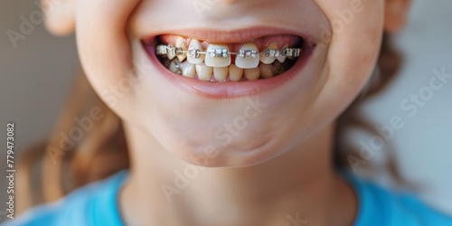 concept of a beautiful smile and braces for teeth correction