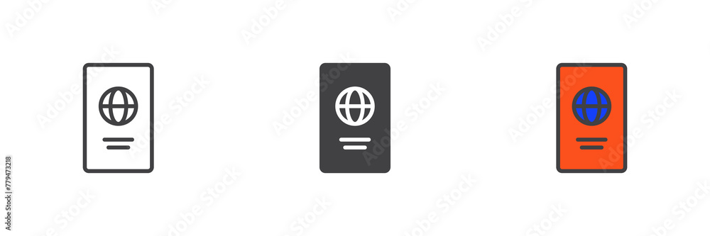 Passport different style icon set. Passport different style icon set.