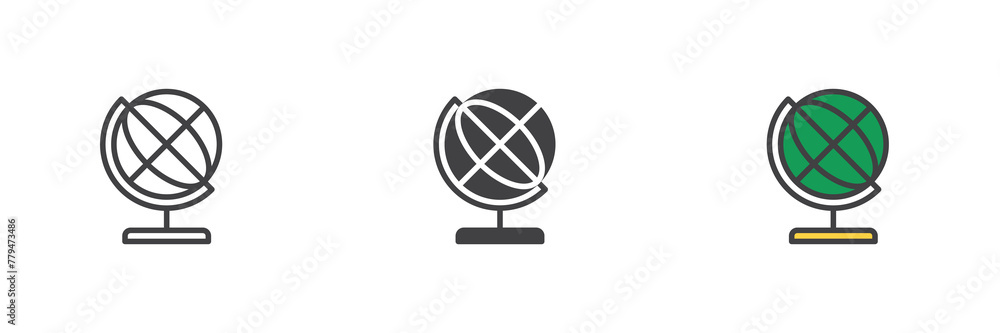 World globe different style icon set World globe different style icon set
