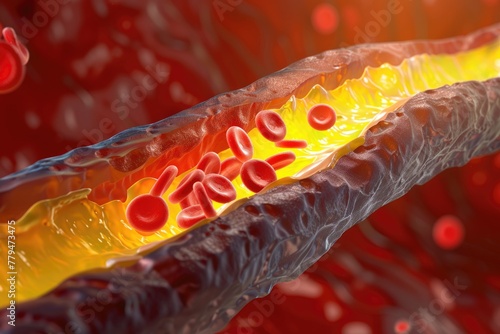 Artery clog: atherosclerosis - the cholesterol buildup in arteries, its risks, and strategies for prevention and treatment. photo