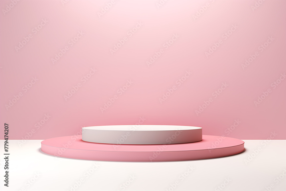 3D white and pink podium on pink background mockup is perfect for creating professional product displays 3D white and pink podium on pink background mockup is perfect for creating professional product displays