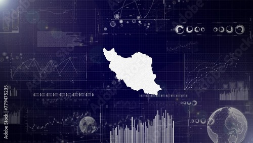 Iran Country Corporate Background With Abstract Elements Of Data analysis charts I Showcasing Data analysis technological Video with globe,Growth,Graphs,Statistic Data of Iran Country photo