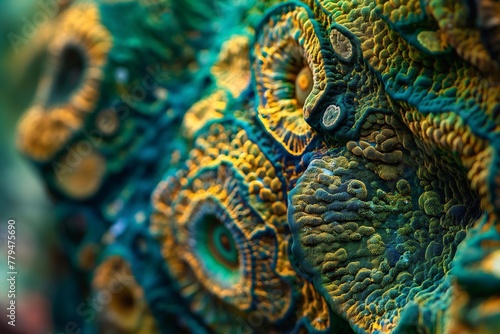 Close-up of vibrant coral textures showcasing nature's intricate designs and biodiversity. © cherezoff