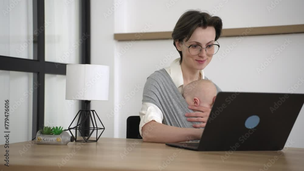 Cheerful woman he little son spend free time together at home relaxing on couch with laptop device Cheerful woman he little son spend free time together at home relaxing on couch with laptop device