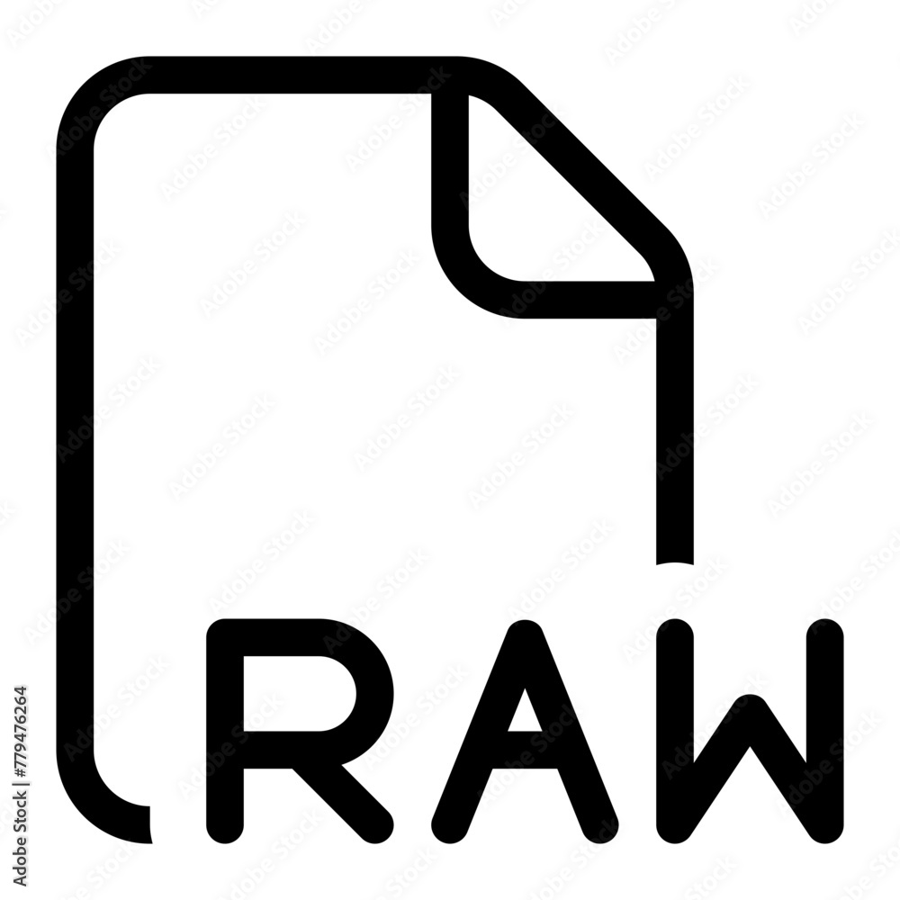 RAW file format icon in outline style. Simple file extension vector illustration — pixel-perfect icon. RAW file format icon in outline style. Simple file extension vector illustration — pixel-perfect icon.