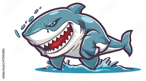 Angry cartoon boxing shark for sport mascot design flat