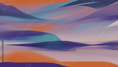 Serene colorful abstract sunset landscape.