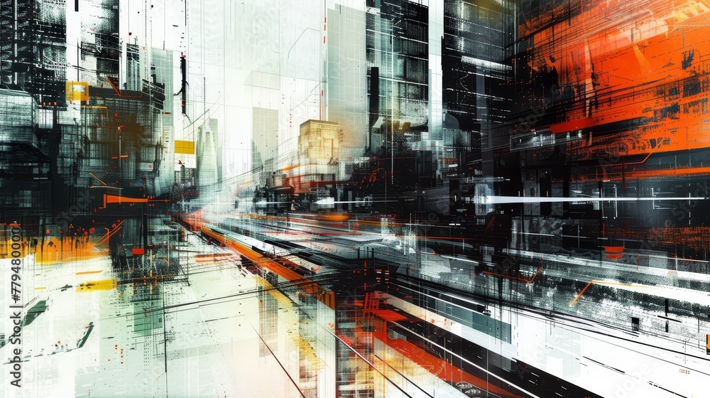 An abstract interpretation of a futuristic cityscape  AI generated illustration