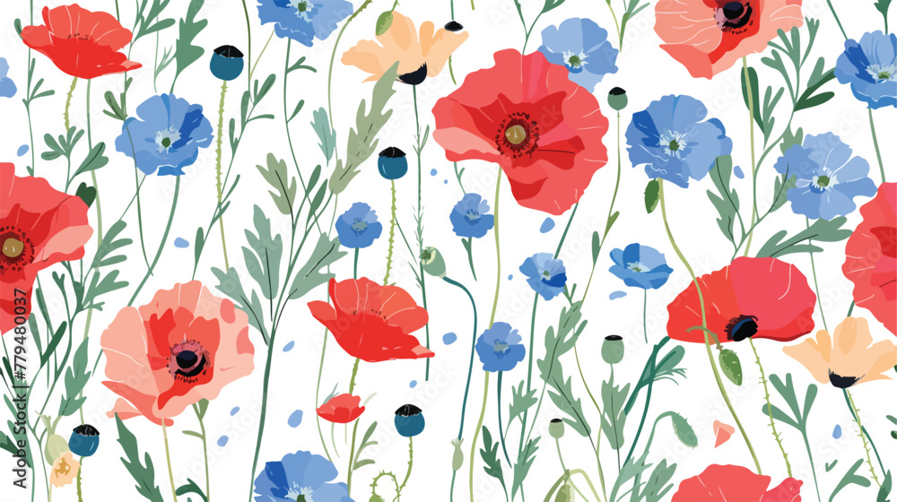 Poppy cornflower wildflowers. Flowers. Vector illustration