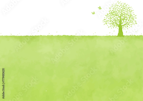 緑の木と草原の背景イラスト