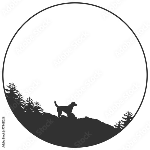 black silhouette of a dog on the mountain photo