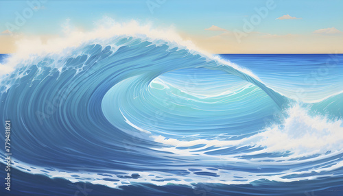 Oil painting of colorful wave background.