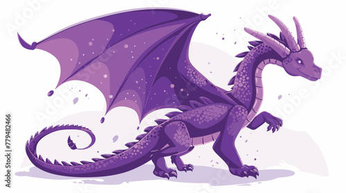 Lilac dragon flies up. Vector illustration on white 