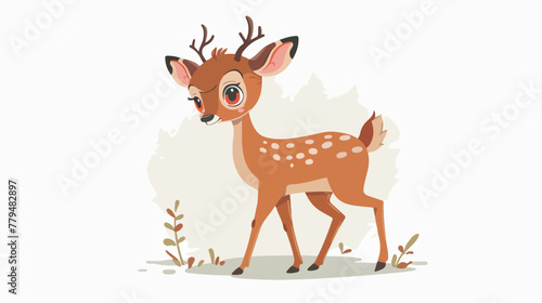 Little deer  cartoon vector Flat vector isolated on white