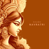 portrait of Maa Durga navaratri festival greeting background illustration 