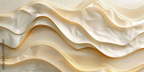 Luxurious cream wavy background with leaf intricate golden line elements. photo