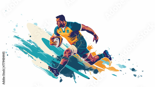 Man rugby player. Sports banner Flat vector isolated