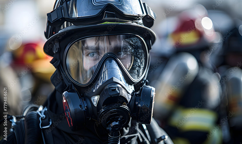 Firefighter with hidden face for stock purposes, Generative AI Firefighter with hidden face for stock purposes, Generative AI