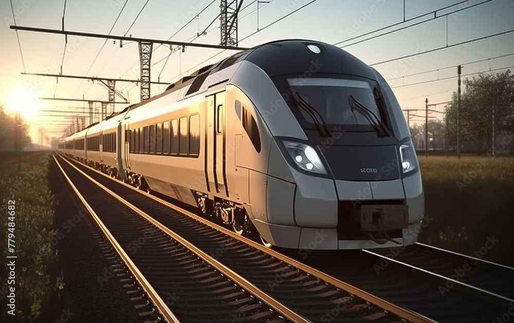 Fototapeta premium Train running fast