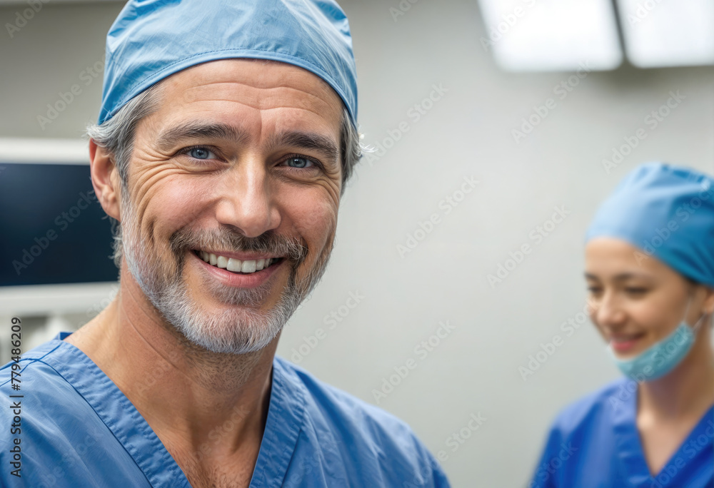 Doctor in Lit Operating Room