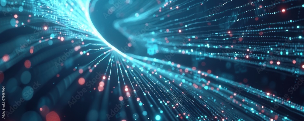 Fototapeta premium Abstract colorful digital Visualization background. wide banner.