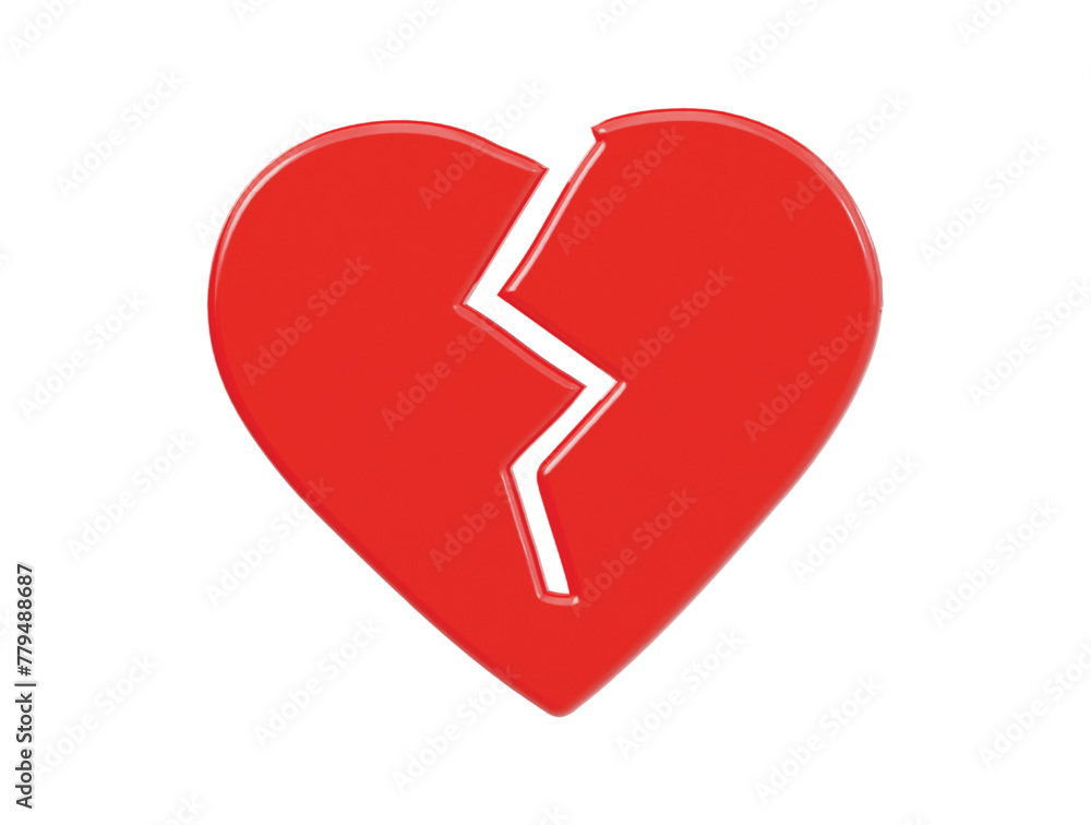 Broken heart icon 3d render illustration Broken heart icon 3d render illustration