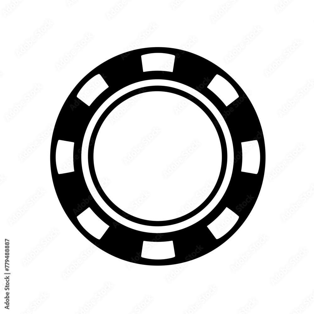 Simple poker chip black flat isolated icon. Simple poker chip black flat isolated icon.