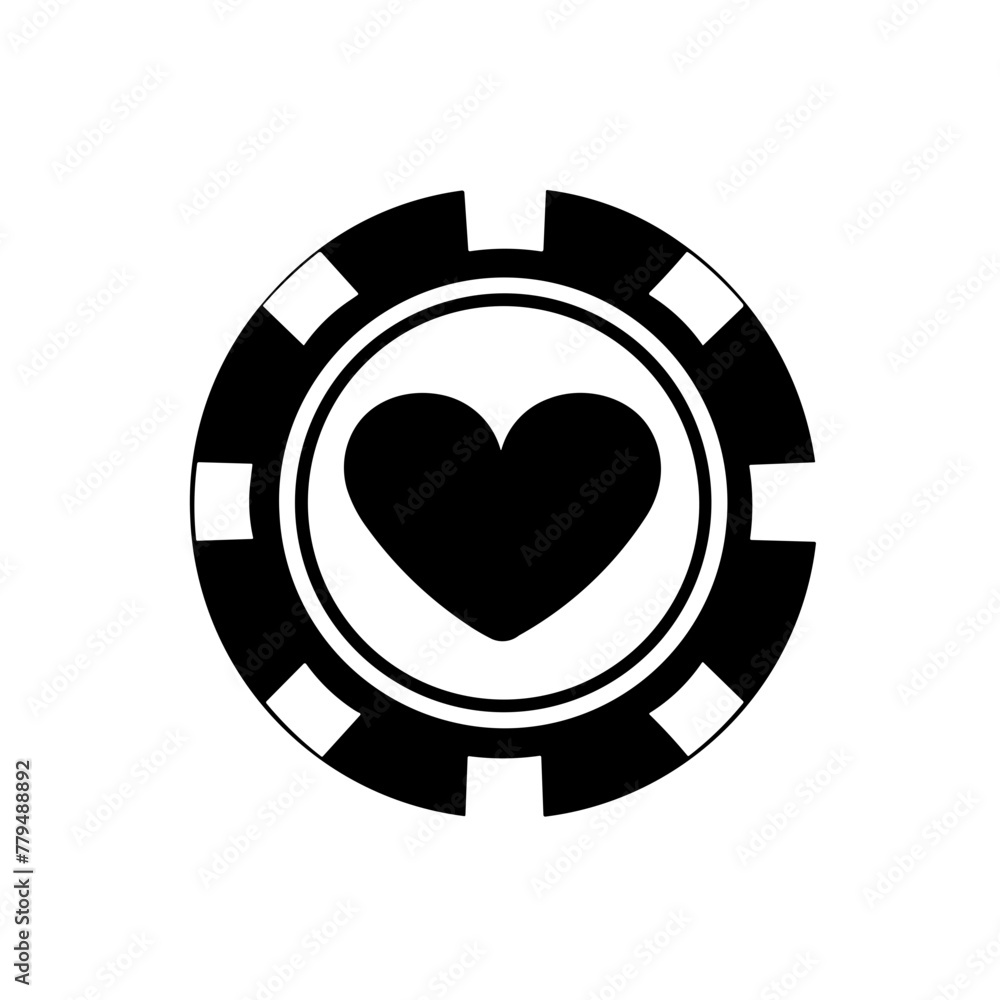 Simple poker chip black flat isolated icon. Simple poker chip black flat isolated icon.