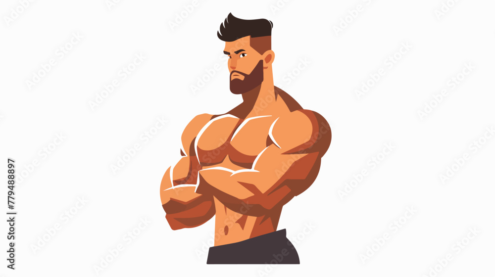 Muscle man Flat vector isolated on white background -