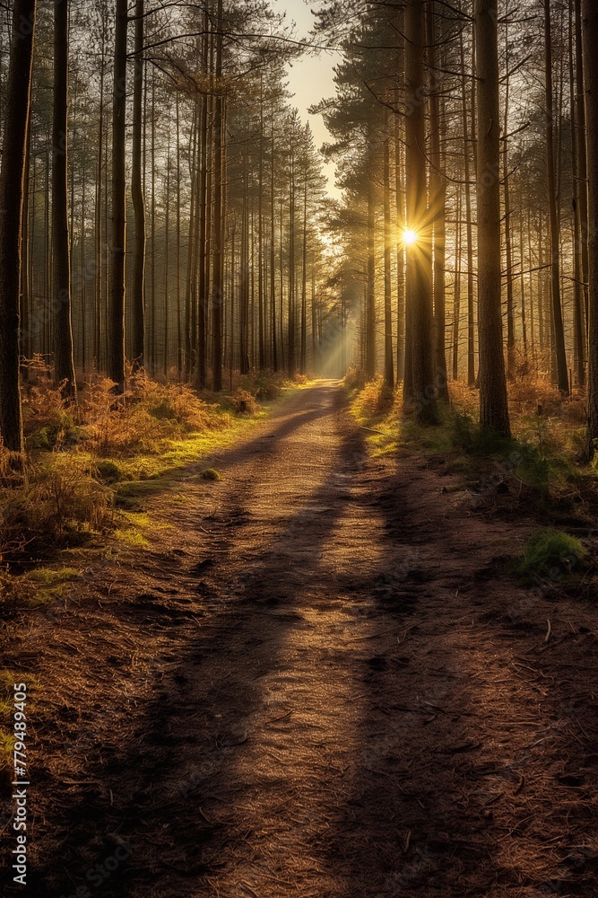 Sun rays in the forest