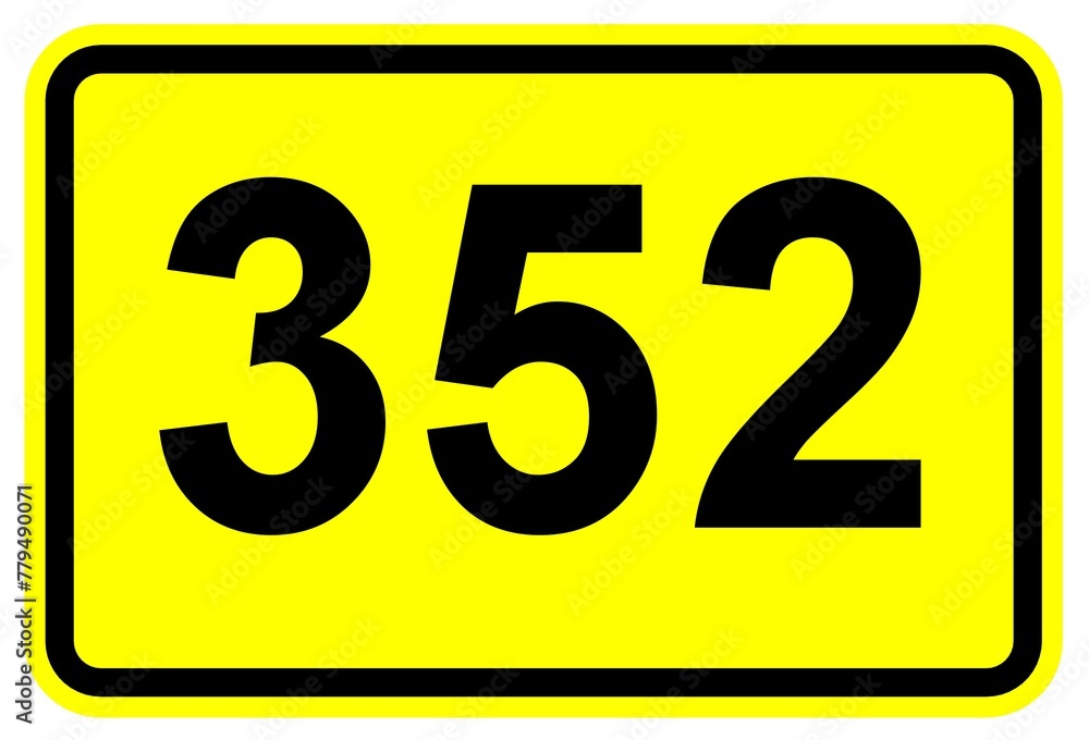 Illustration eines Bundesstraßenschildes der B 352 in Deutschland Illustration eines Bundesstraßenschildes der B 352 in Deutschland