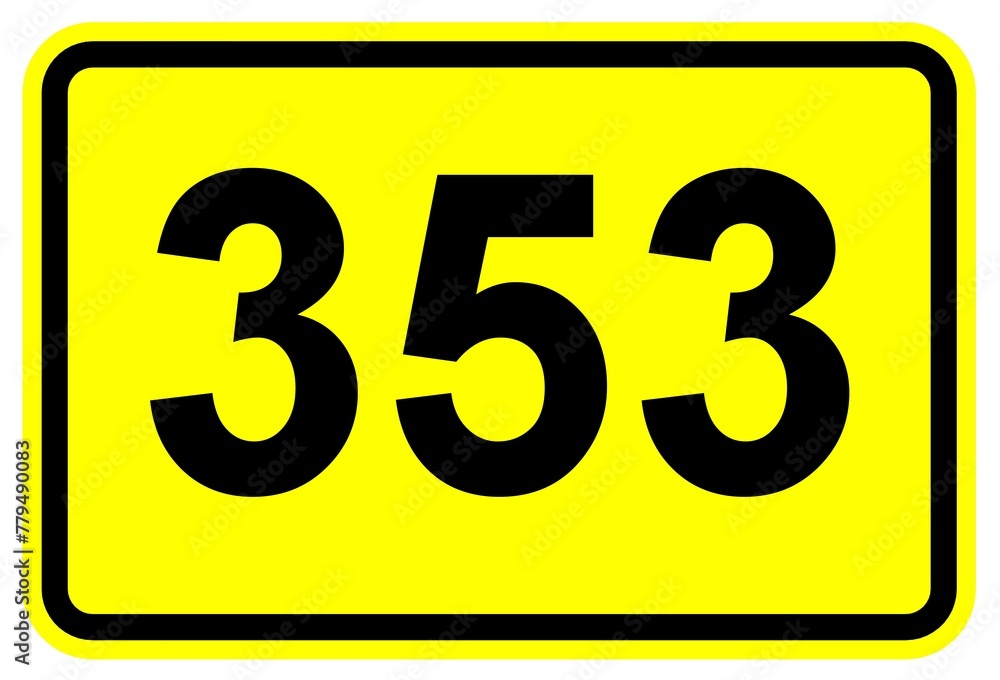 Illustration eines Bundesstraßenschildes der B 353 in Deutschland Illustration eines Bundesstraßenschildes der B 353 in Deutschland