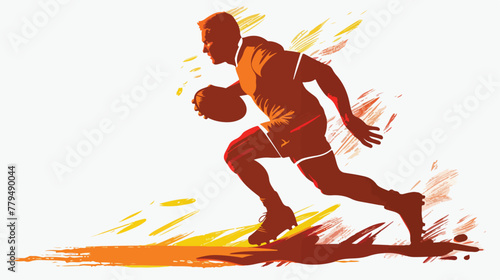 One caucasian rugby man player silhouette