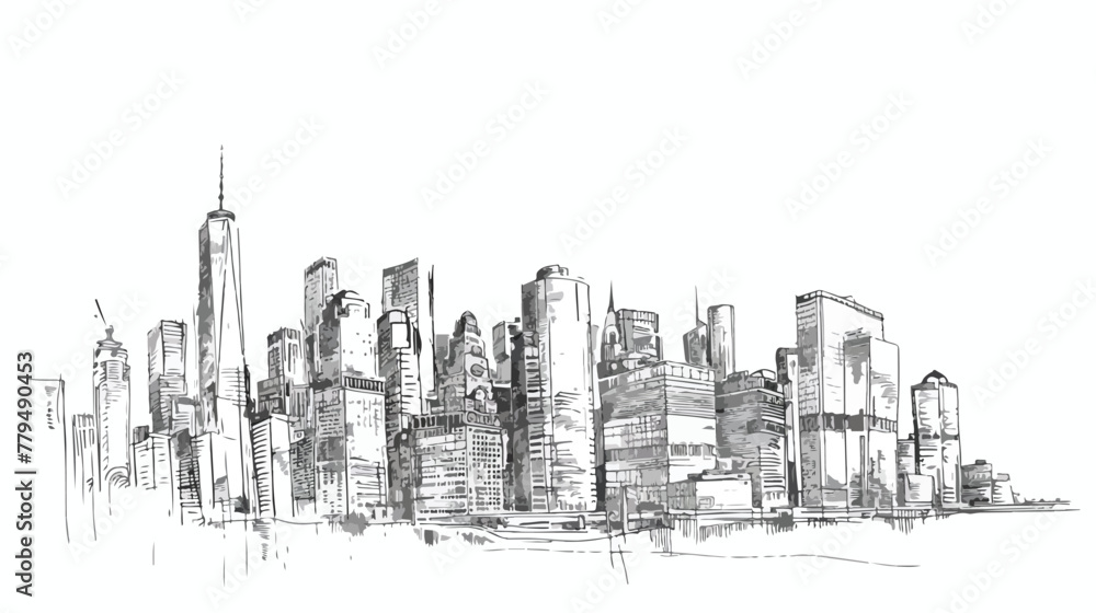 Panorama cityscape Sketch. Architecture sketch Flat vector