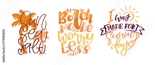 Summer vibes - cute hand drawn doodle letetring quote. Lettering ptint t-shirt design, mug print about summer.