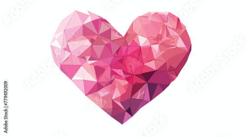 Polygonal pink colored heart Flat vector isolated 