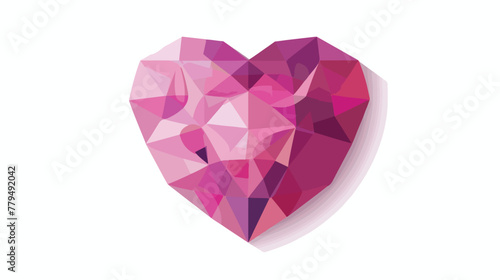 Polygonal pink colored heart Flat vector isolated 