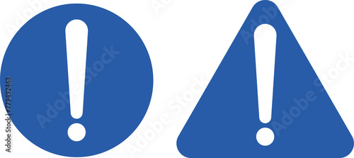 Schilderij op canvas Bundle isolated round and triangle exclamation blue sign, for safety and securit