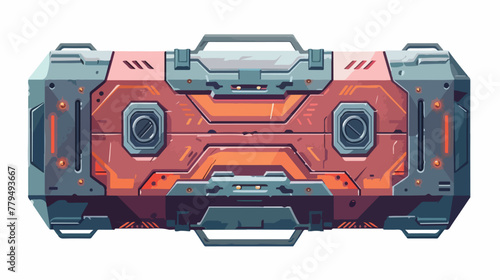 Rectangle sci fi military box Flat vector isolated 