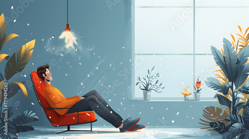 Illustration for mental health awareness month depicting psychotherapy and psychology for depression and seasonal affective disorder. photo