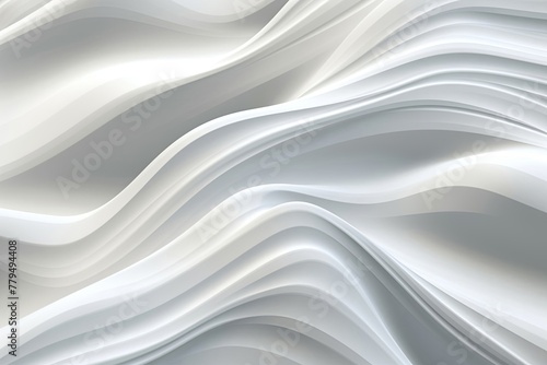 Close up of abstract white paper or fabric flooded in wavy line surface pattern, background and wallpaper. Generative AI.