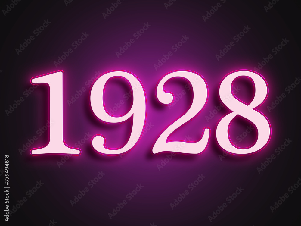 Pink glowing Neon light text effect of number 1928. Pink glowing Neon light text effect of number 1928.